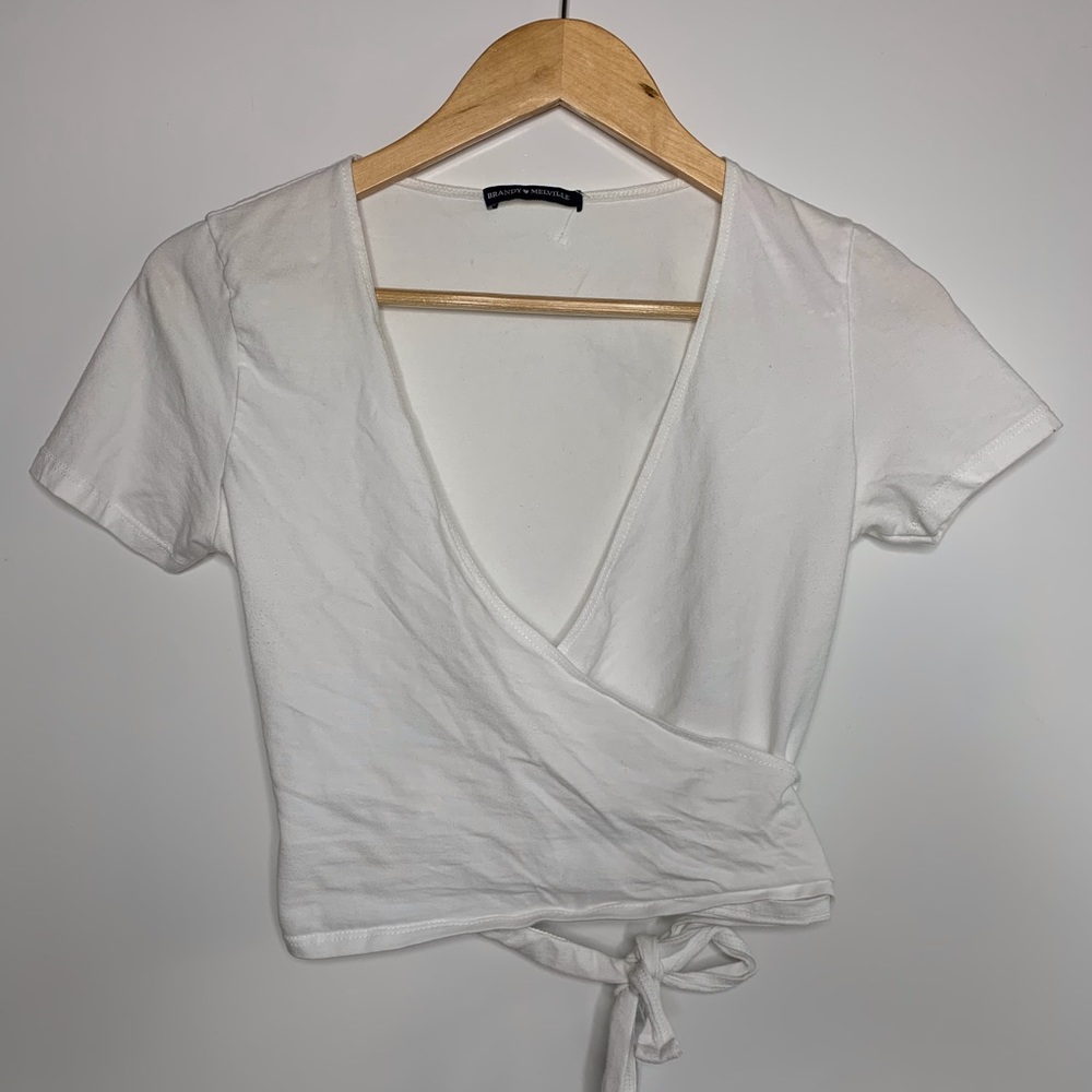 Brandy Melville white Rae wrap top